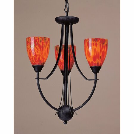 ELK SHOWROOM Classico 18'' Wide 3-Light Chandelier - Dark Rust with Fire Red Glass 403-3FR